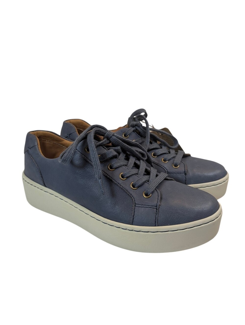 Born Mira Blue Leather Platform Sneakers Size 7